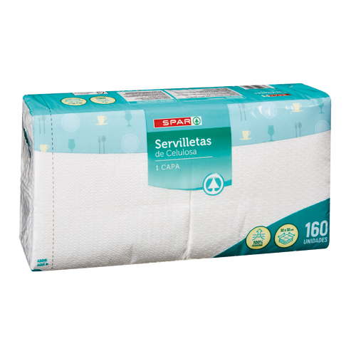 SERVIETTES SPAR 30X30 BLANCA P2X80UN