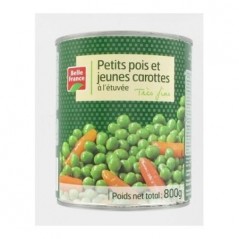 PETITS POIS ET JEUNES CAROTTES BELLE FRANCE 800G