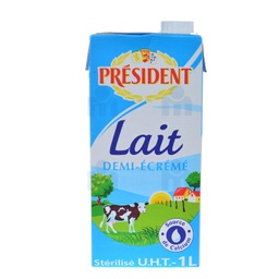 LAIT LIQUIDE DEMI ECREME PRESIDENT 1L cb