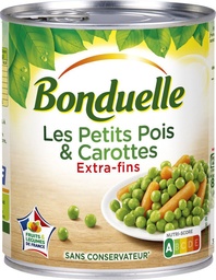 PETITS POIS CAROTTES BONDUELLE EXTRA-FINS 800G