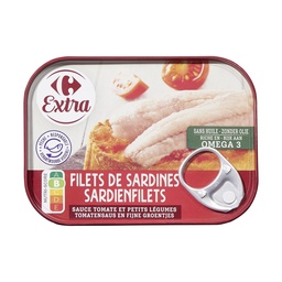 FILETS DE SAUCE TOMATE ET PETITS LEGUMES SARDINES